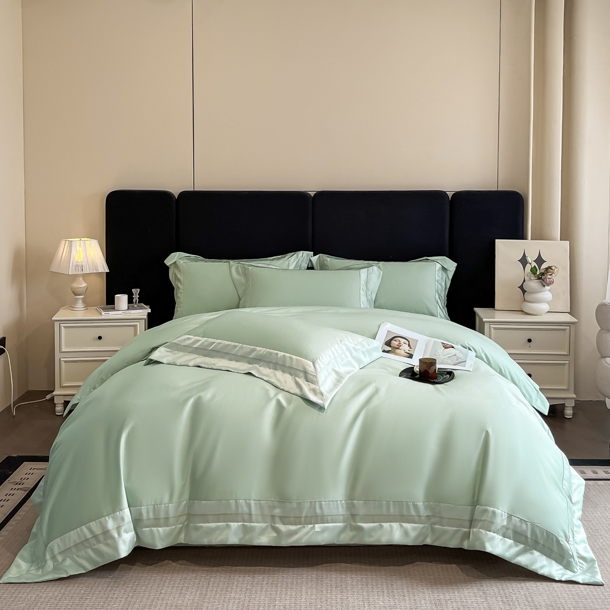 91家纺网 家纺一手货源 找家纺 （总）博纳家纺 2026新款亲肤棉高精密色织提花四件套-海棠（控价劵后198 严格按控价来）