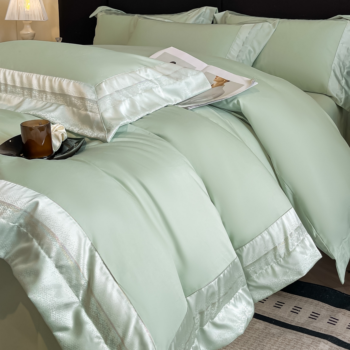 博纳家纺 2026新款亲肤棉高精密色织提花四件套-海棠（控价劵后198 严格按控价来） 海棠-繁星蓝