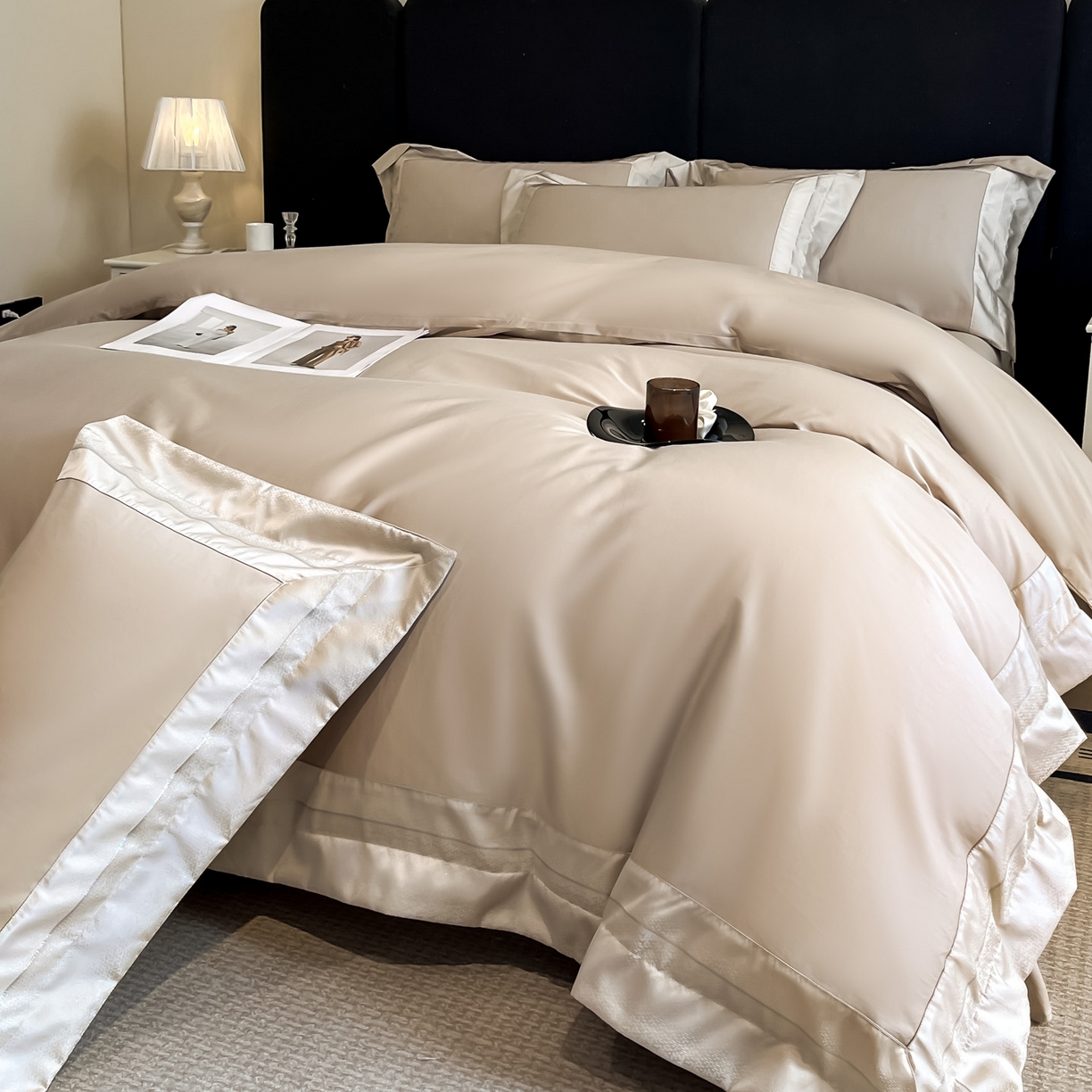 91家纺网 家纺一手货源 找家纺 博纳家纺 2026新款亲肤棉高精密色织提花四件套-海棠（控价劵后198 严格按控价来） 海棠-香槟