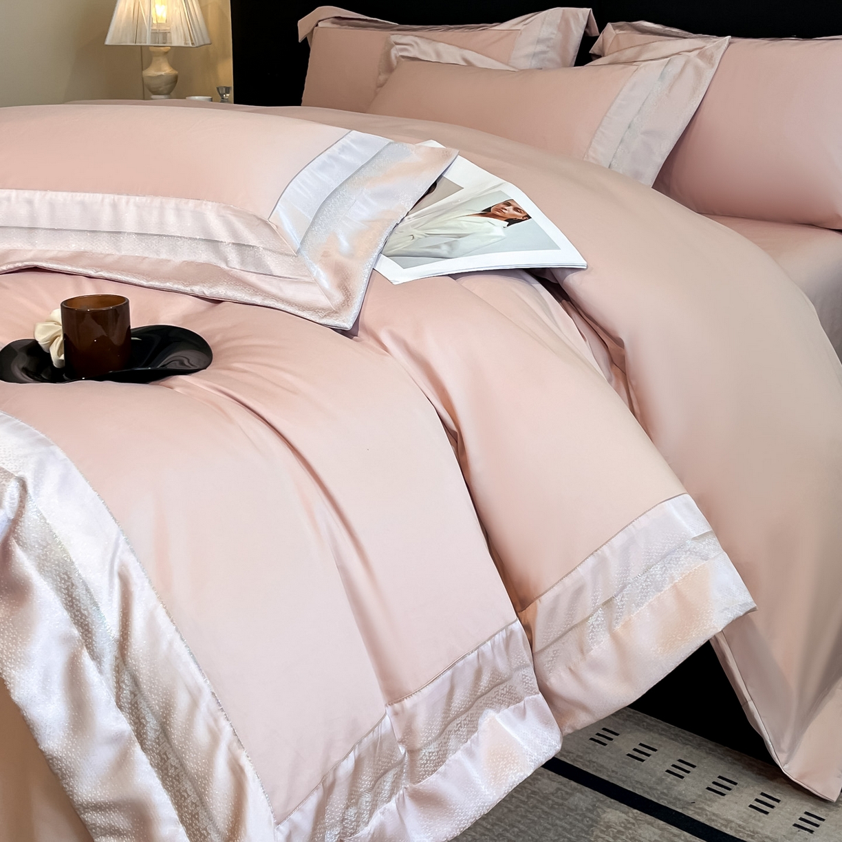 博纳家纺 2026新款亲肤棉高精密色织提花四件套-海棠（控价劵后198 严格按控价来） 海棠-粉玉