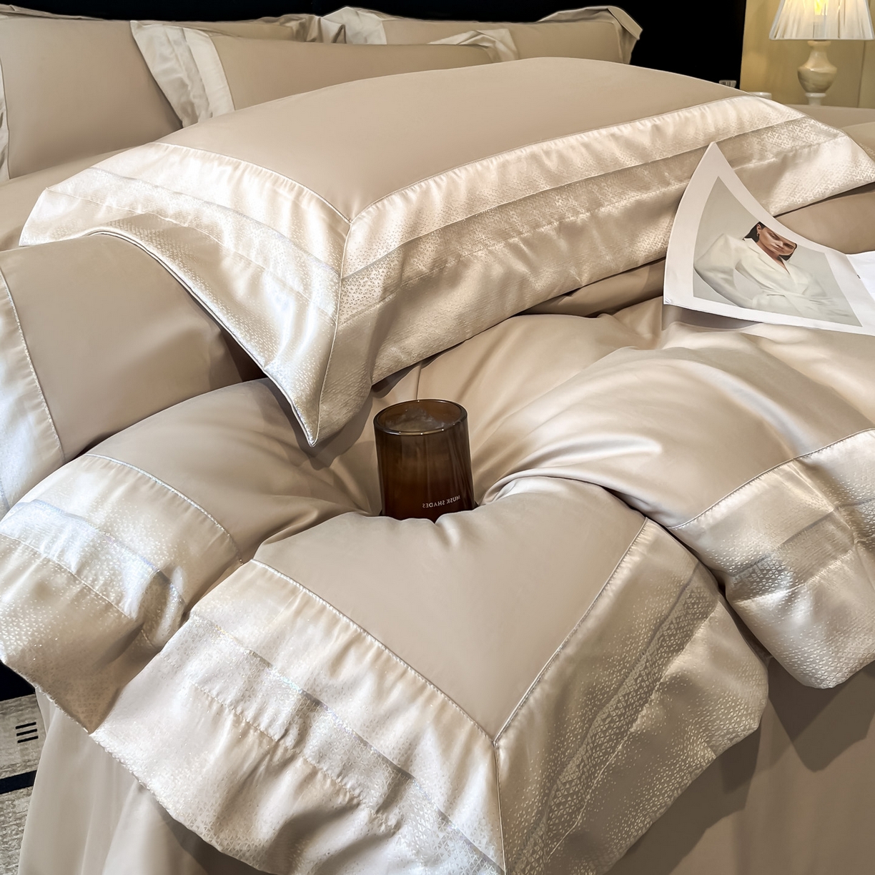 91家纺网 家纺一手货源 找家纺 博纳家纺 2026新款亲肤棉高精密色织提花四件套-海棠（控价劵后198 严格按控价来） 海棠-香槟