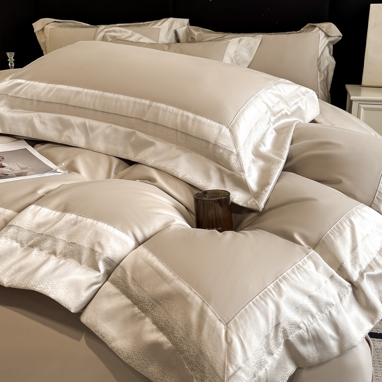 91家纺网 家纺一手货源 找家纺 博纳家纺 2026新款亲肤棉高精密色织提花四件套-海棠（控价劵后198 严格按控价来） 海棠-香槟