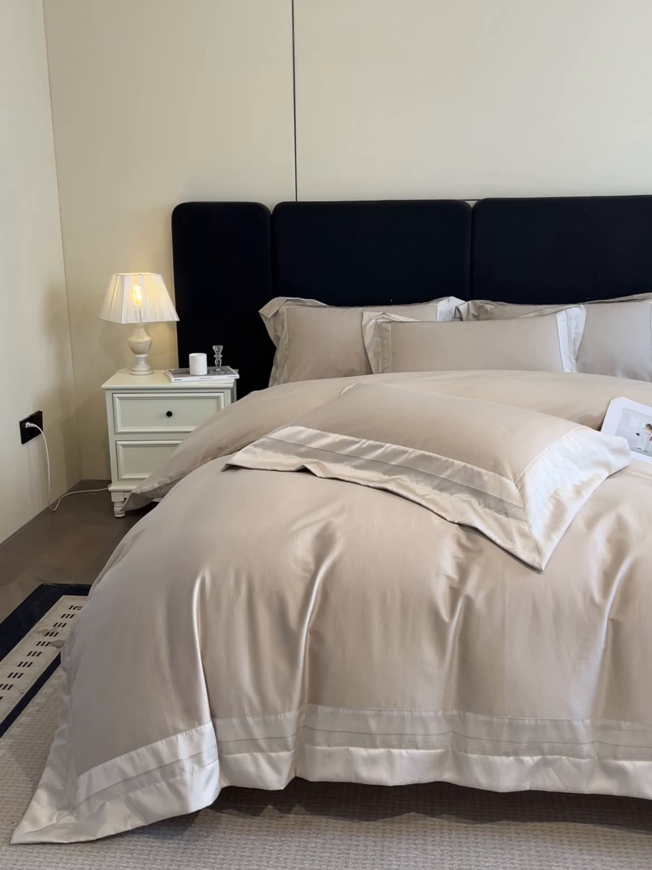 91家纺网 家纺一手货源 找家纺 博纳家纺 2026新款亲肤棉高精密色织提花四件套-海棠（控价劵后198 严格按控价来） 海棠-香槟