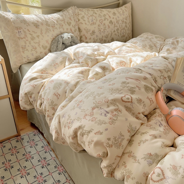 91家纺网 家纺一手货源 找家纺 （总）慕澄家纺 2026新款双层纱针织棉蕾丝花边四件套