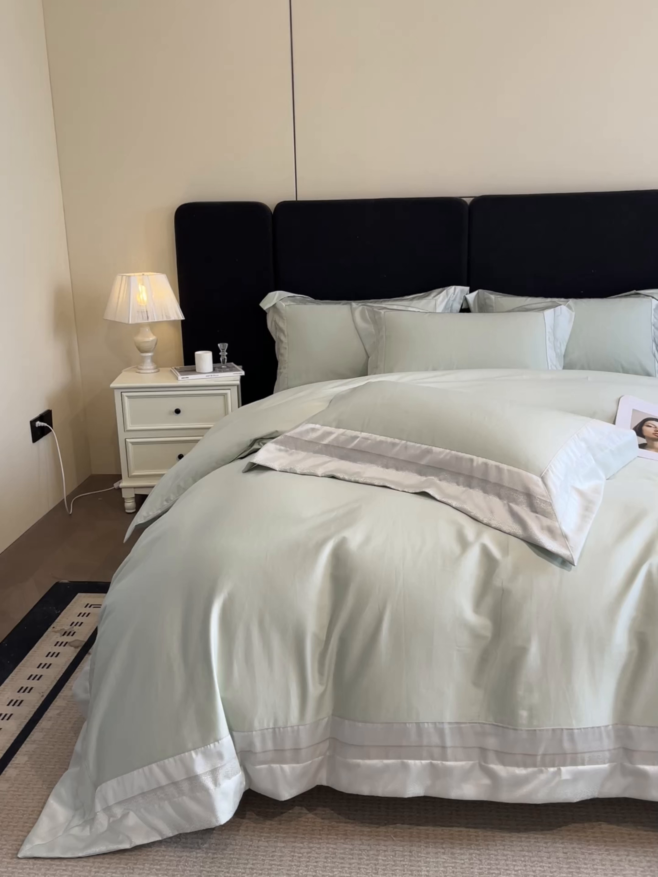 91家纺网 家纺一手货源 找家纺 博纳家纺 2026新款亲肤棉高精密色织提花四件套-海棠（控价劵后198 严格按控价来） 海棠-繁星蓝