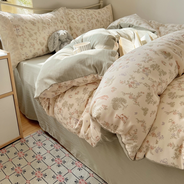 91家纺网 家纺一手货源 找家纺 （总）慕澄家纺 2026新款双层纱针织棉蕾丝花边四件套