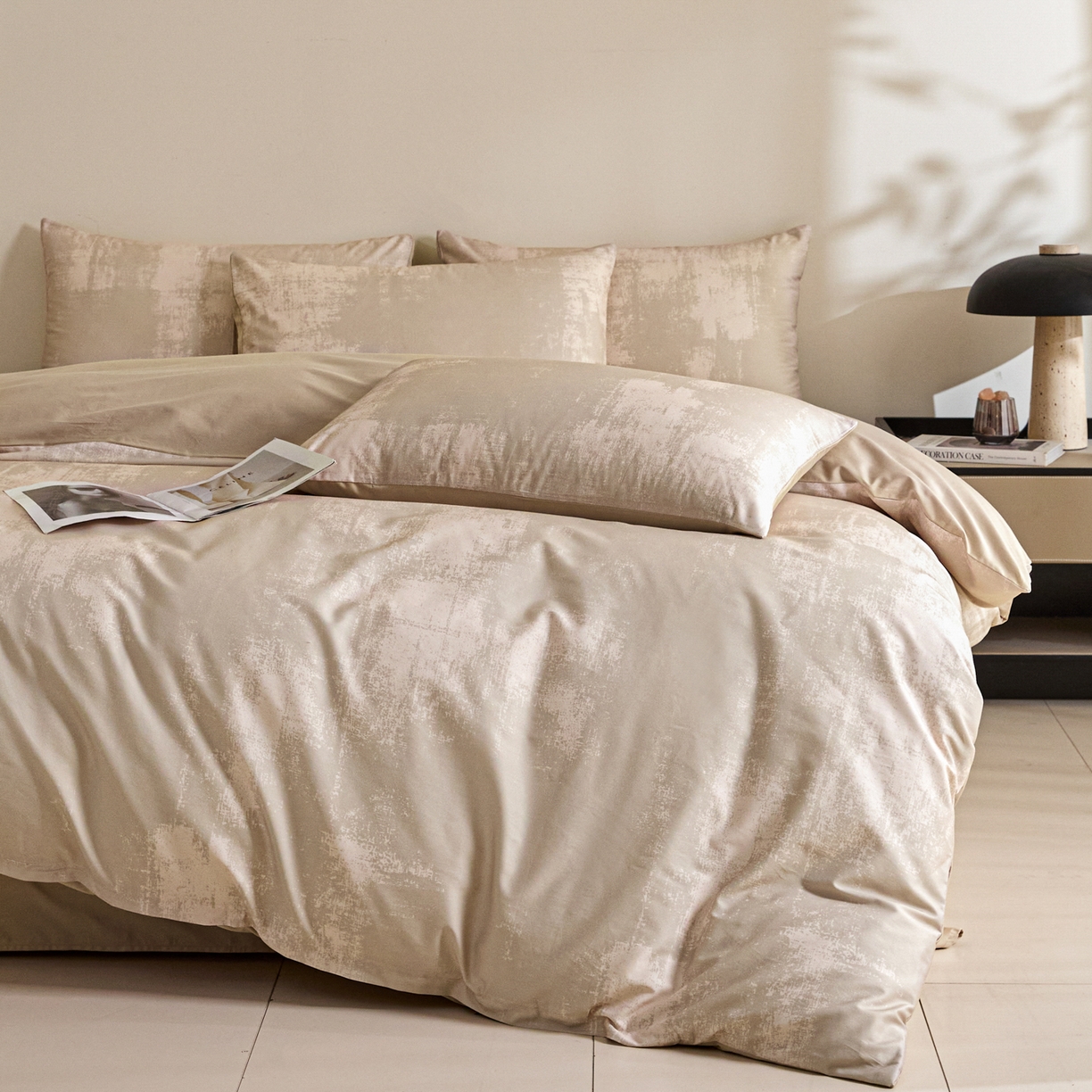 91家纺网 家纺一手货源 找家纺 （总）【控价】新方向 2026年 男士数码印花50s双股全棉纯棉贡缎长绒棉四件套-涂鸦日记