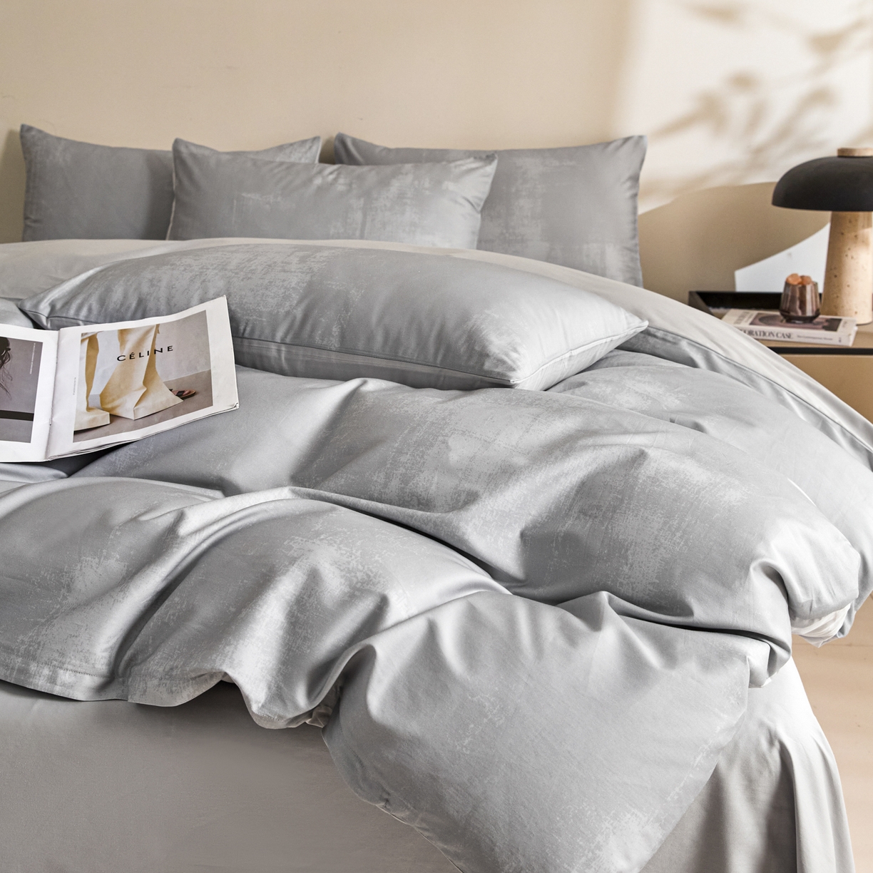 新方向 【控价】2026年数码印花50s双股全棉纯棉贡缎长绒棉四件套-涂鸦日记 涂鸦日记-爵士灰