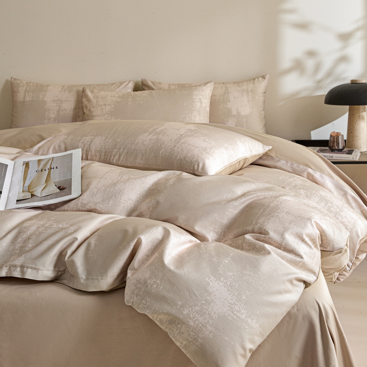 新方向 【控价】2026年数码印花50s双股全棉纯棉贡缎长绒棉四件套-涂鸦日记 涂鸦日记-香槟