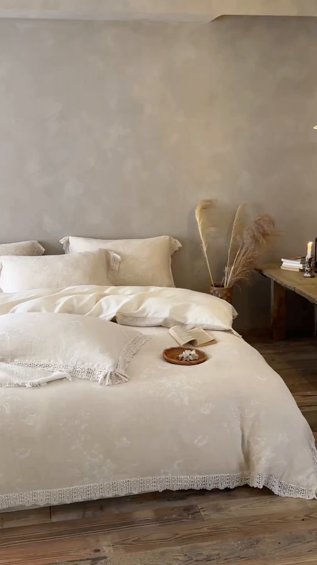 91家纺网 家纺一手货源 找家纺 （总）爱丽丝 2026新品色织提花棉麻四件套-木兮花边款