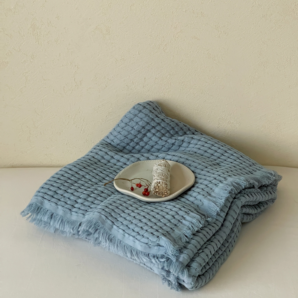 91家纺网 家纺一手货源 找家纺 例外 2026春夏新款华夫格流苏毯毯子多功能盖毯（会员-5） 组合图仅供展示不可下单