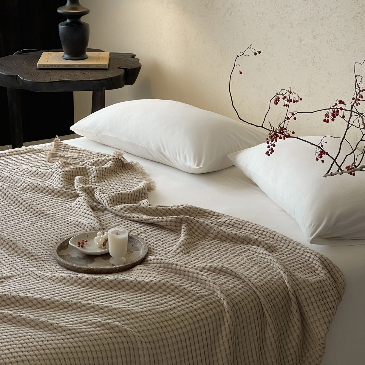 91家纺网 家纺一手货源 找家纺 例外 2026春夏新款华夫格流苏毯毯子多功能盖毯（会员-5） 奶咖