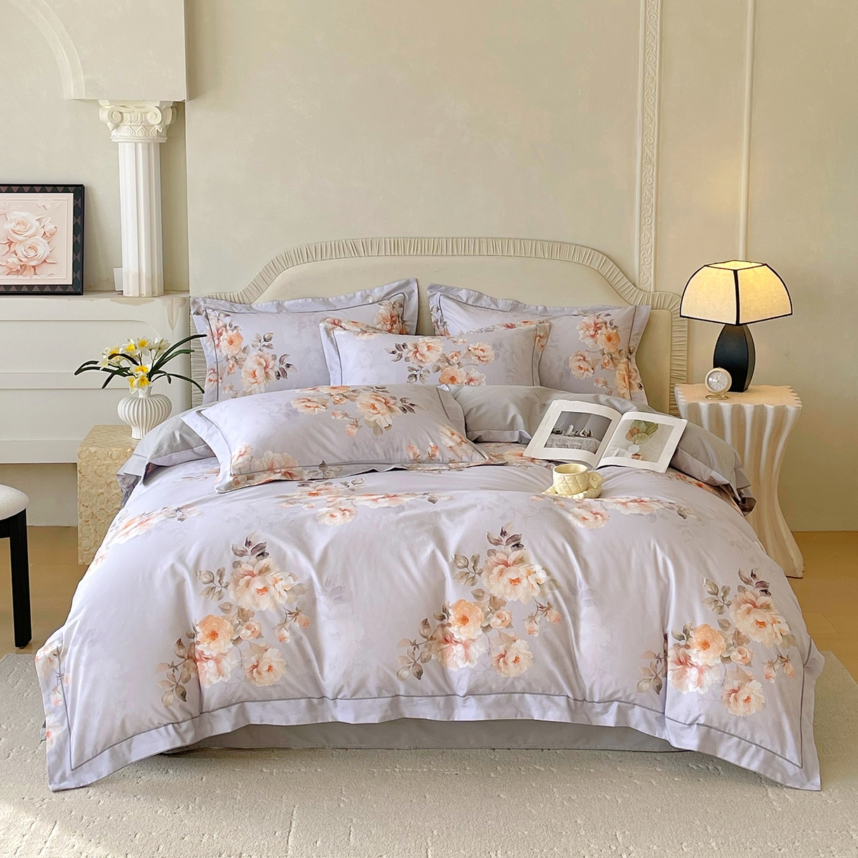 91家纺网 家纺一手货源 找家纺 焱博家纺 2026新款A类加厚全棉13376印花四件套 花信风吟