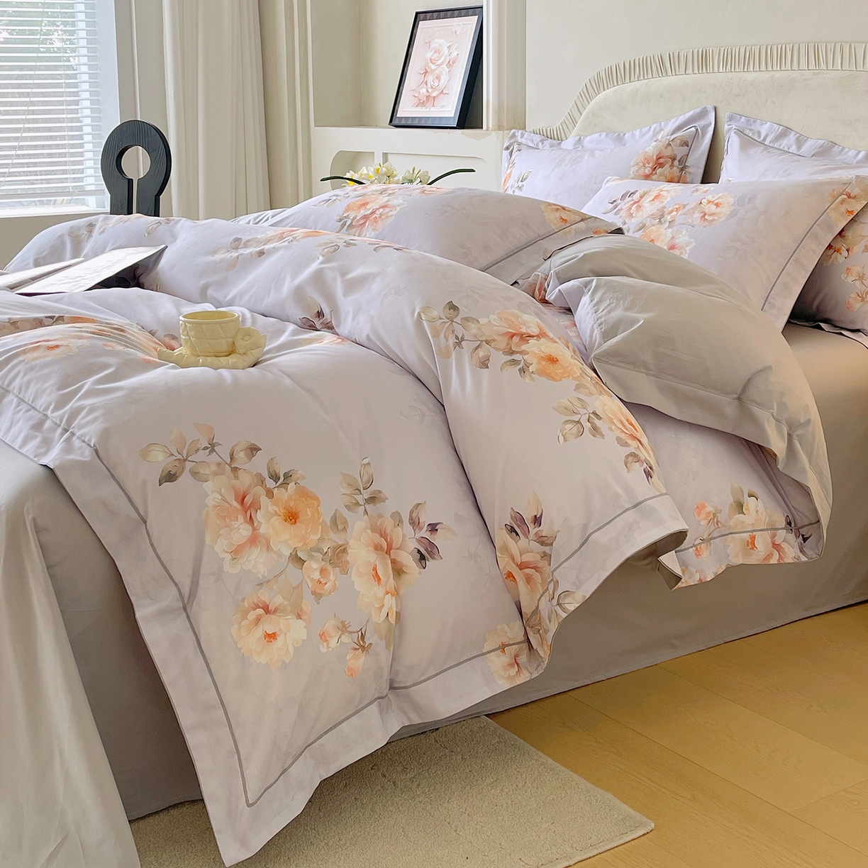 91家纺网 家纺一手货源 找家纺 焱博家纺 2026新款A类加厚全棉13376印花四件套 花信风吟