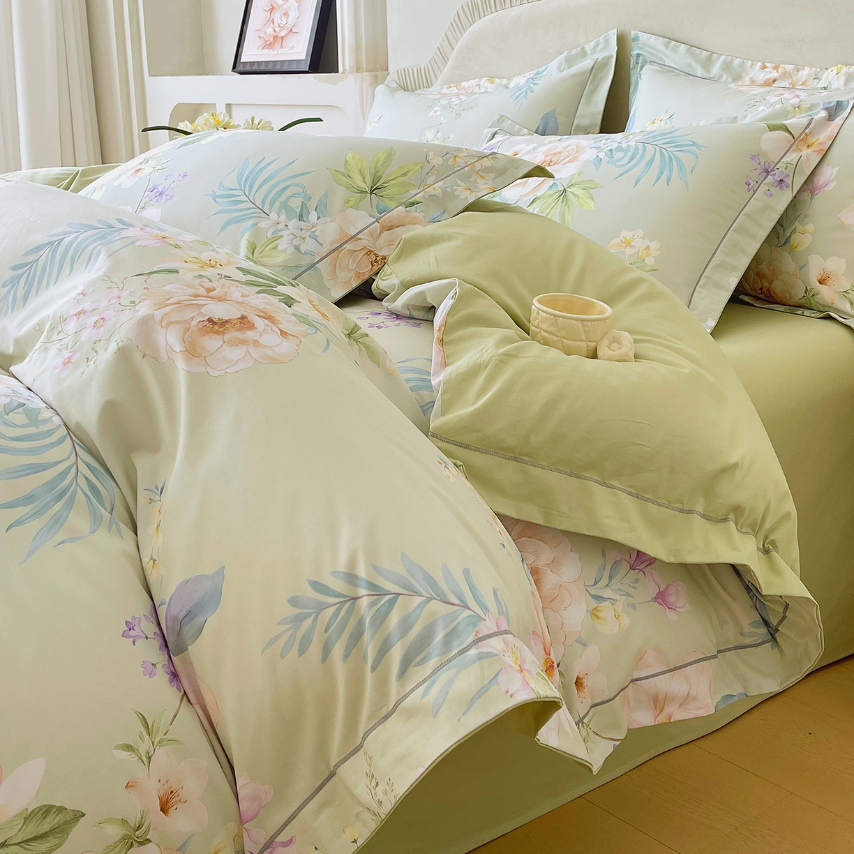 焱博家纺 2026新款A类加厚全棉13376印花四件套 悠悠花香