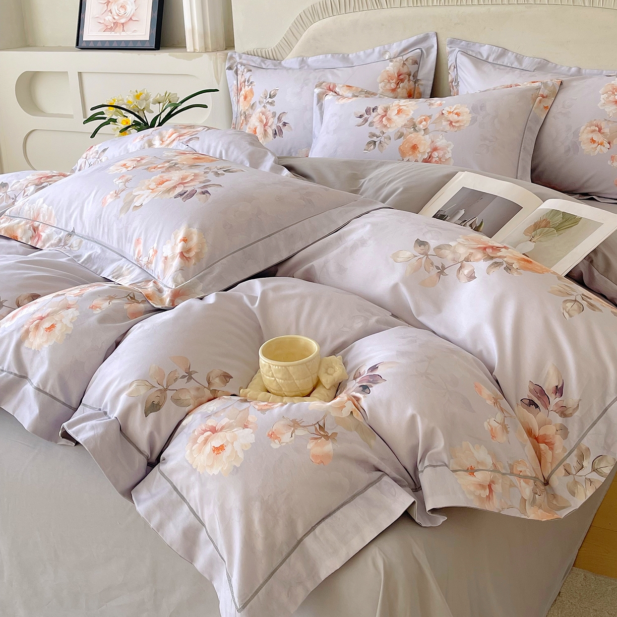 91家纺网 家纺一手货源 找家纺 焱博家纺 2026新款A类加厚全棉13376印花四件套 花信风吟