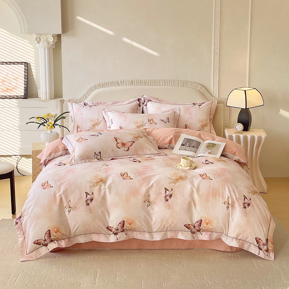 91家纺网 家纺一手货源 找家纺 焱博家纺 2026新款A类加厚全棉13376印花四件套 花香蝶舞