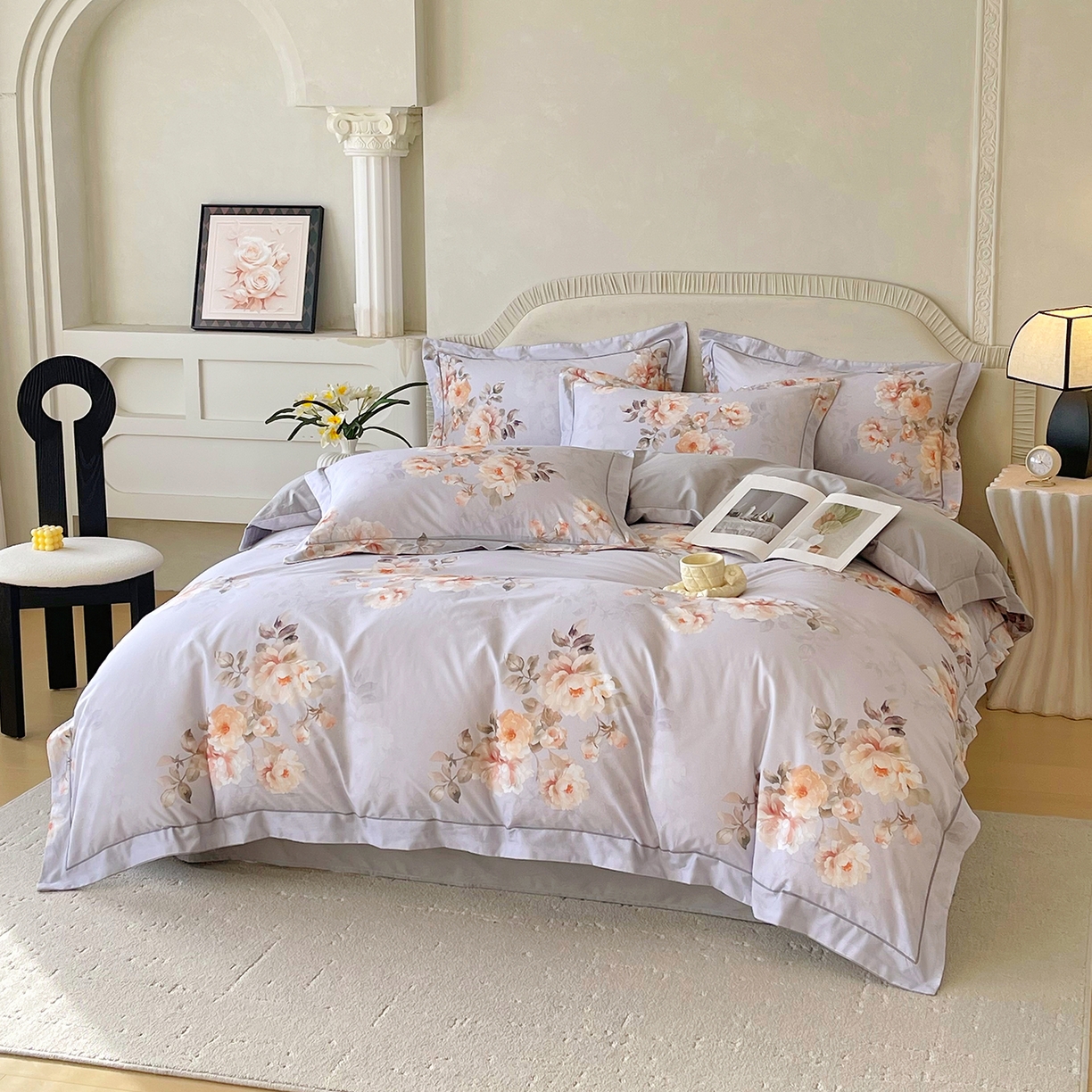 91家纺网 家纺一手货源 找家纺 焱博家纺 2026新款A类加厚全棉13376印花四件套 花信风吟