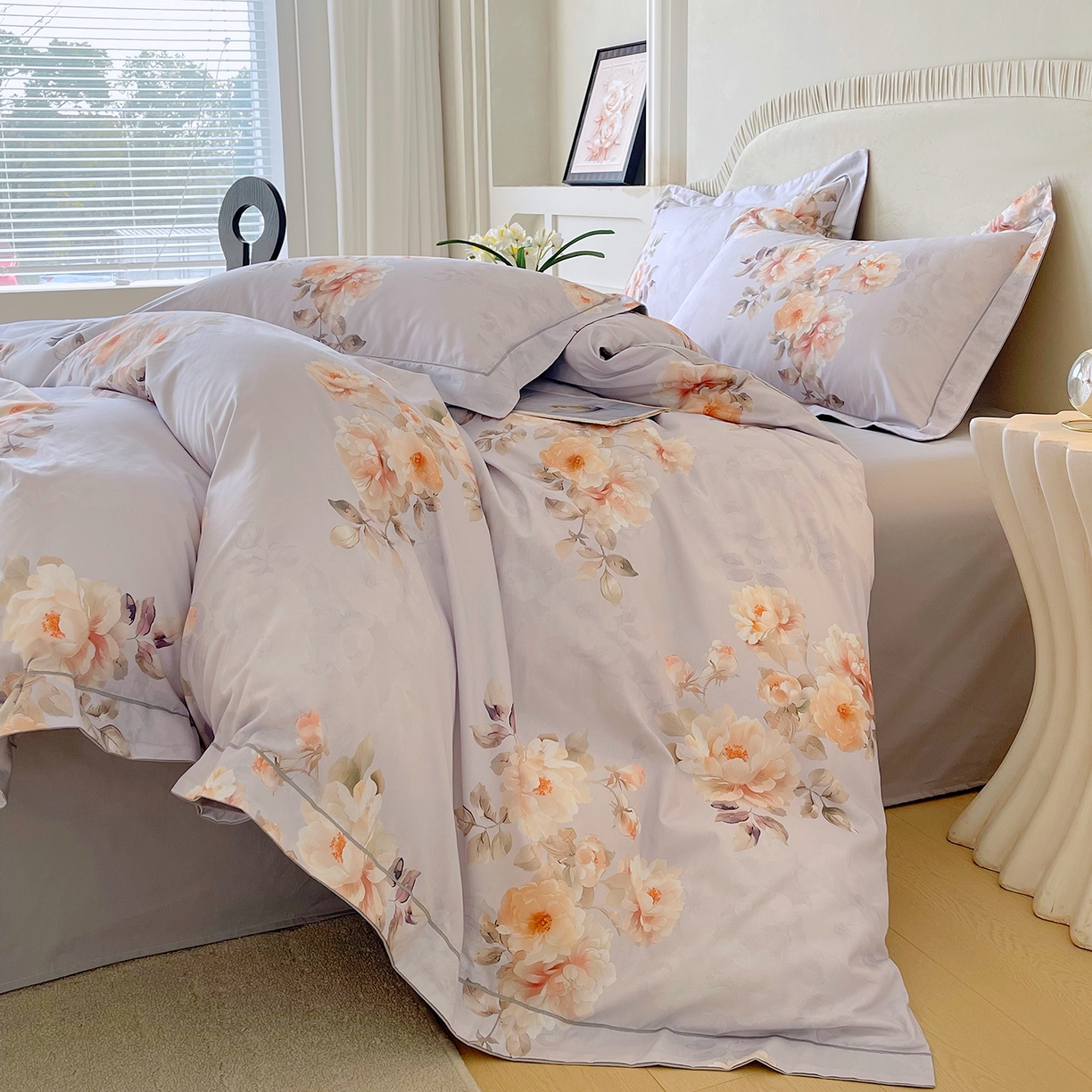 91家纺网 家纺一手货源 找家纺 焱博家纺 2026新款A类加厚全棉13376印花四件套 花信风吟