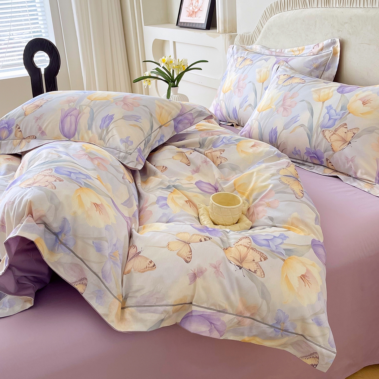 91家纺网 家纺一手货源 找家纺 焱博家纺 2026新款A类加厚全棉13376印花四件套 郁金花香