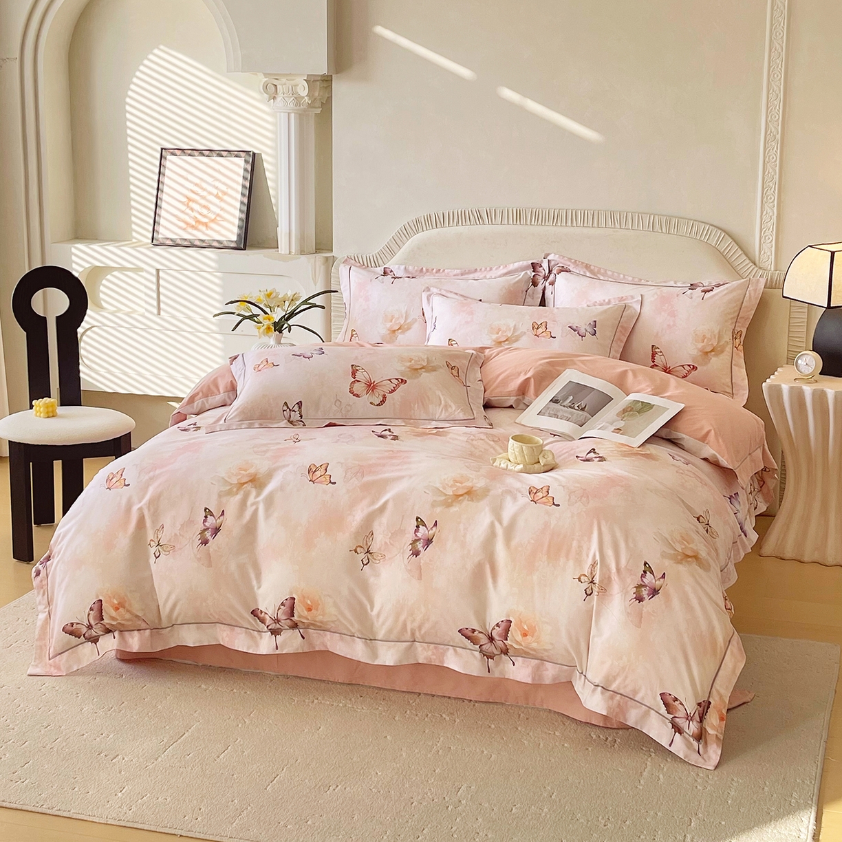 91家纺网 家纺一手货源 找家纺 焱博家纺 2026新款A类加厚全棉13376印花四件套 花香蝶舞