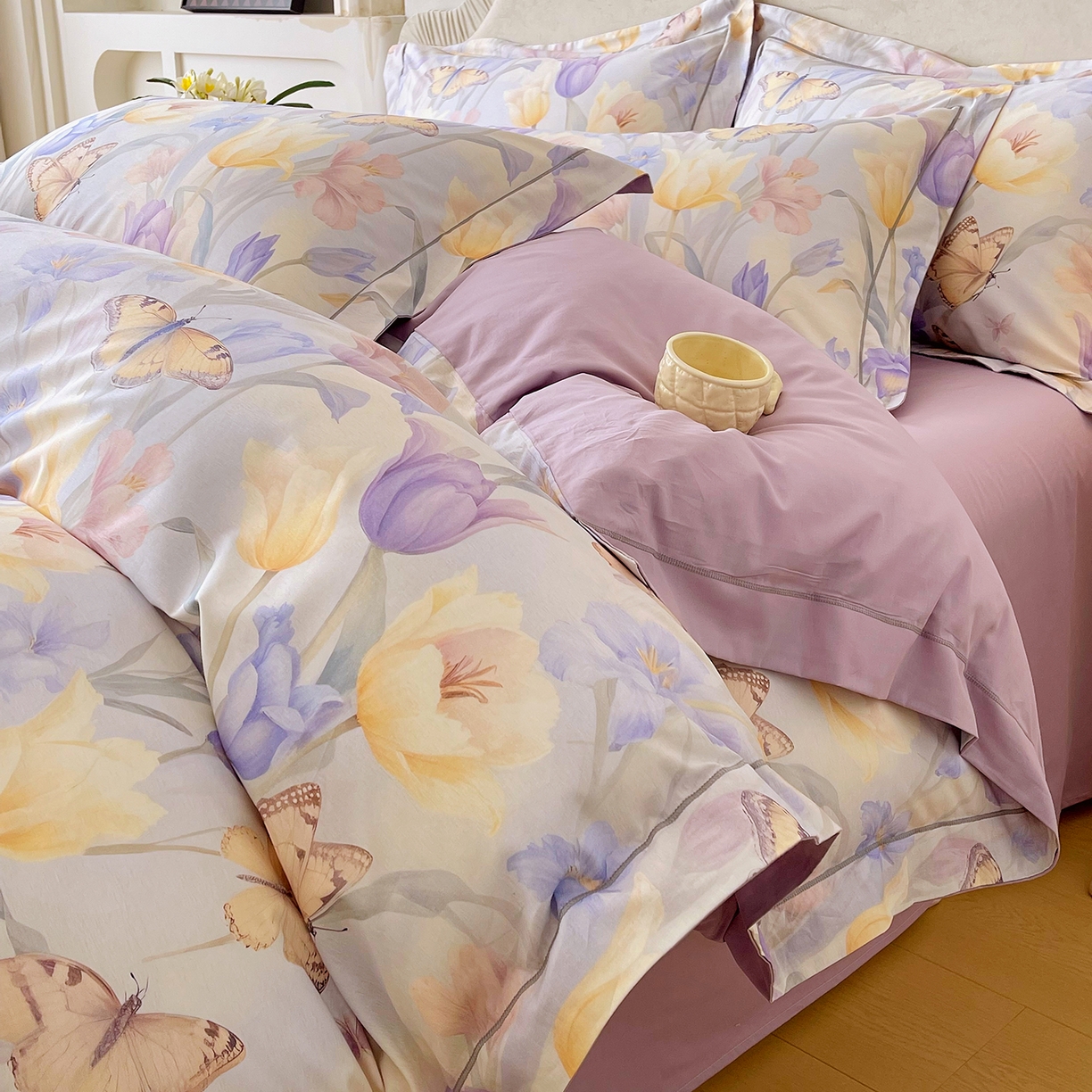 91家纺网 家纺一手货源 找家纺 焱博家纺 2026新款A类加厚全棉13376印花四件套 郁金花香