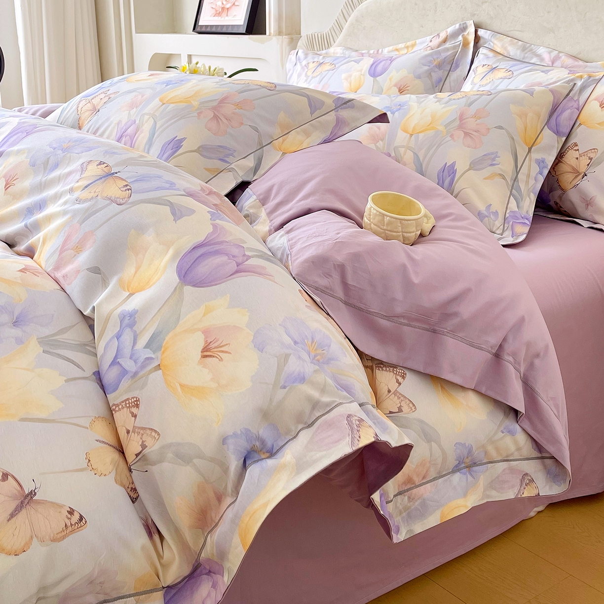 焱博家纺 2026新款A类加厚全棉13376印花四件套 郁金花香