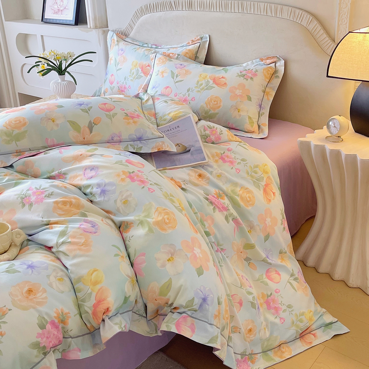 91家纺网 家纺一手货源 找家纺 焱博家纺 2026新款A类加厚全棉13376印花四件套 伊利花园