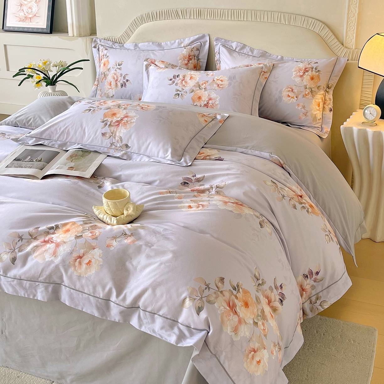 91家纺网 家纺一手货源 找家纺 焱博家纺 2026新款A类加厚全棉13376印花四件套 花信风吟