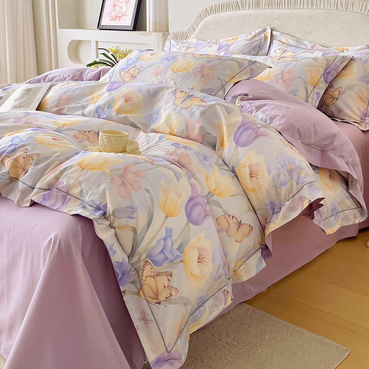 91家纺网 家纺一手货源 找家纺 焱博家纺 2026新款A类加厚全棉13376印花四件套 郁金花香