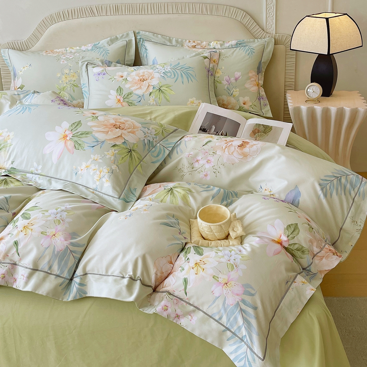 91家纺网 家纺一手货源 找家纺 焱博家纺 2026新款A类加厚全棉13376印花四件套 悠悠花香