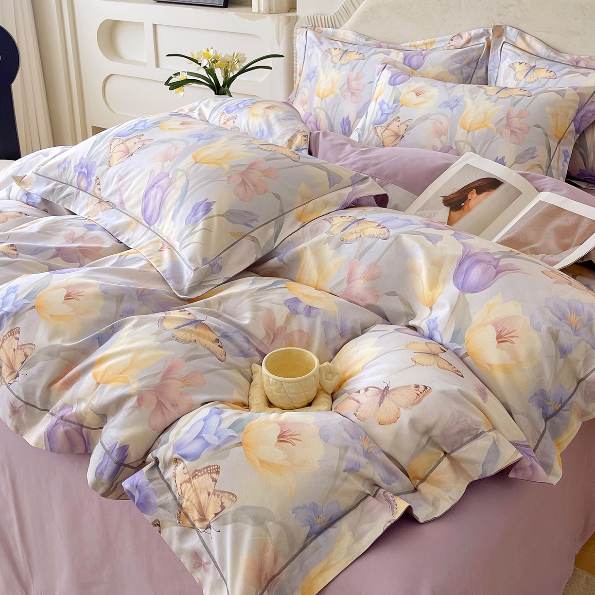 91家纺网 家纺一手货源 找家纺 焱博家纺 2026新款A类加厚全棉13376印花四件套 郁金花香