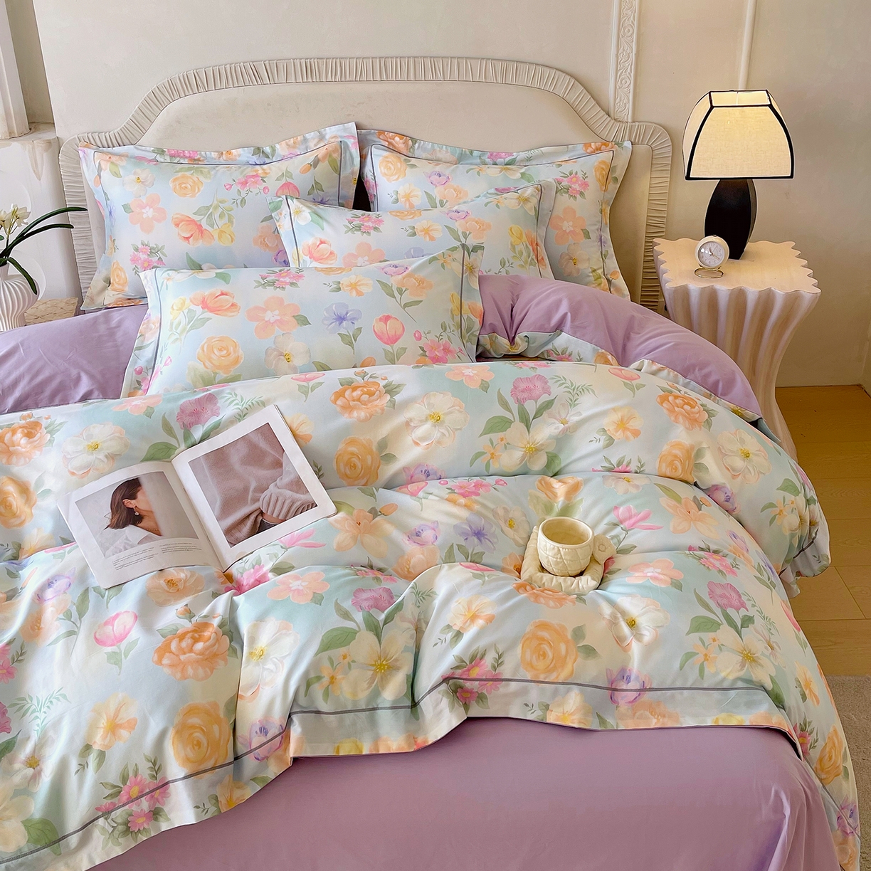 91家纺网 家纺一手货源 找家纺 焱博家纺 2026新款A类加厚全棉13376印花四件套 伊利花园