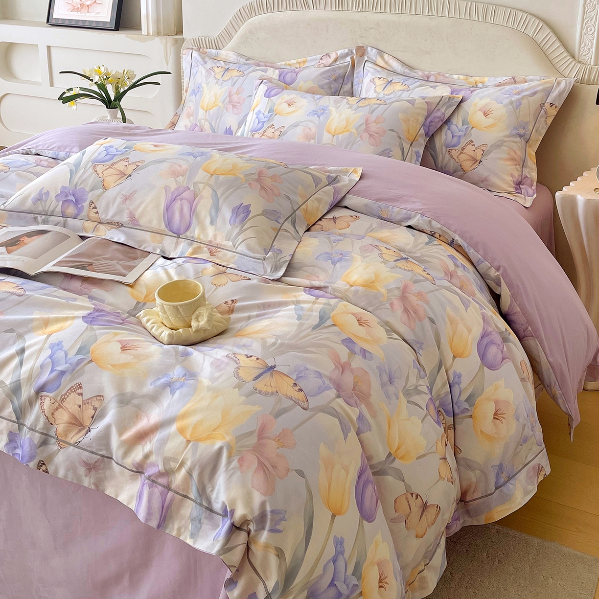 91家纺网 家纺一手货源 找家纺 焱博家纺 2026新款A类加厚全棉13376印花四件套 郁金花香