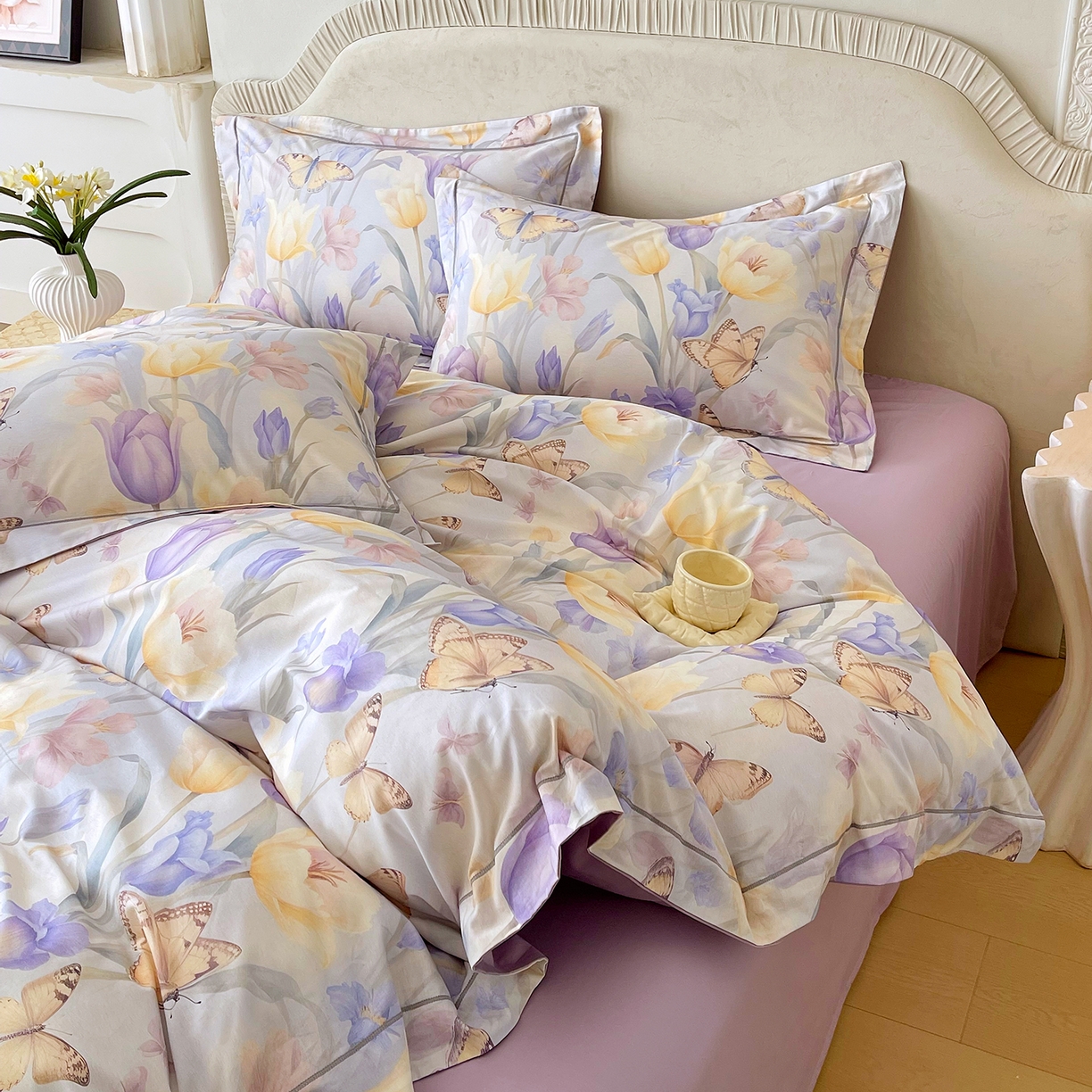 91家纺网 家纺一手货源 找家纺 焱博家纺 2026新款A类加厚全棉13376印花四件套 郁金花香