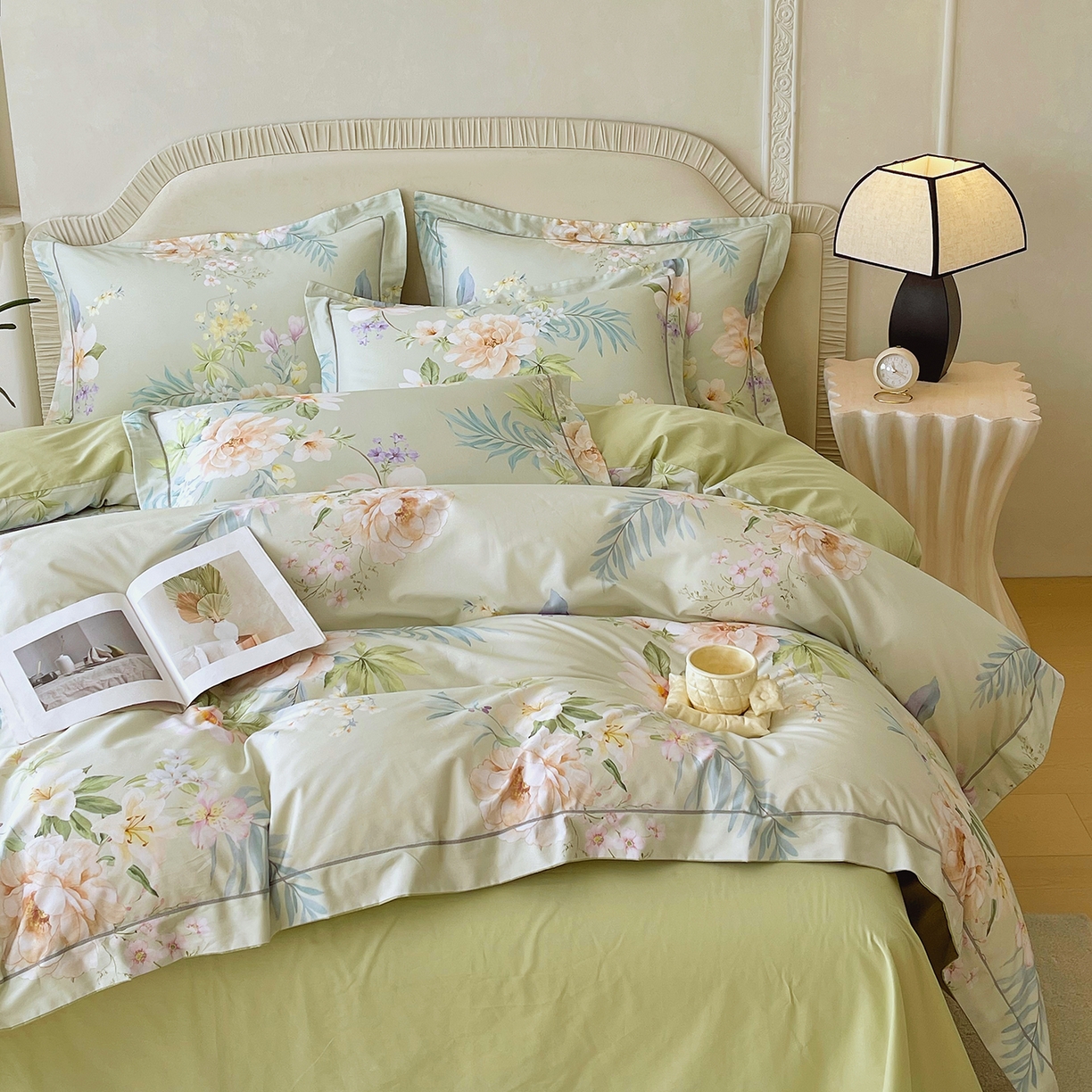 91家纺网 家纺一手货源 找家纺 焱博家纺 2026新款A类加厚全棉13376印花四件套 悠悠花香