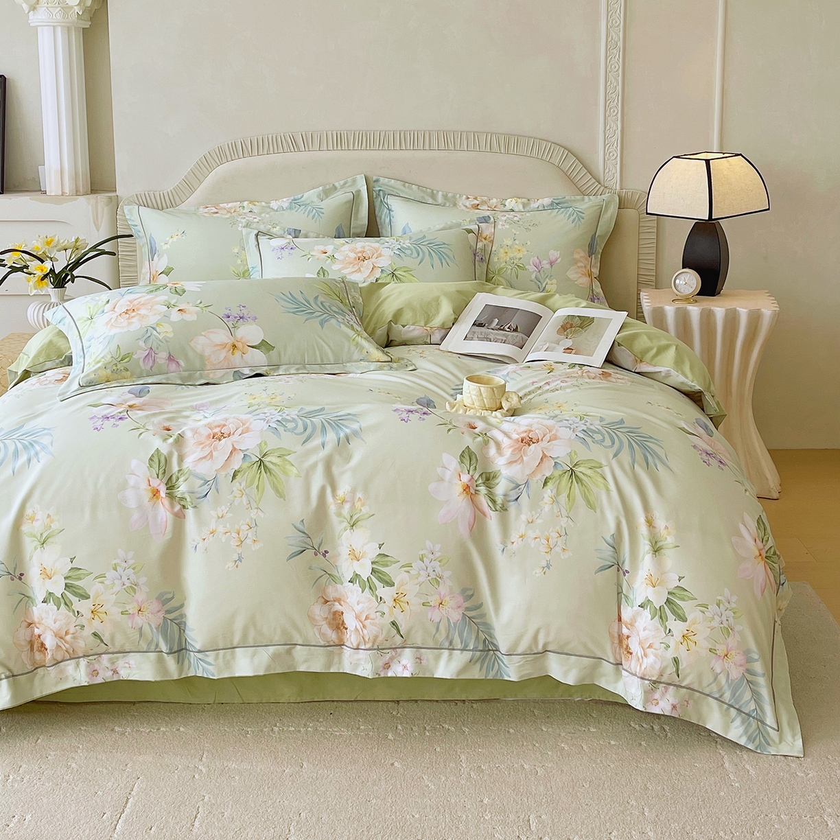 91家纺网 家纺一手货源 找家纺 焱博家纺 2026新款A类加厚全棉13376印花四件套 悠悠花香