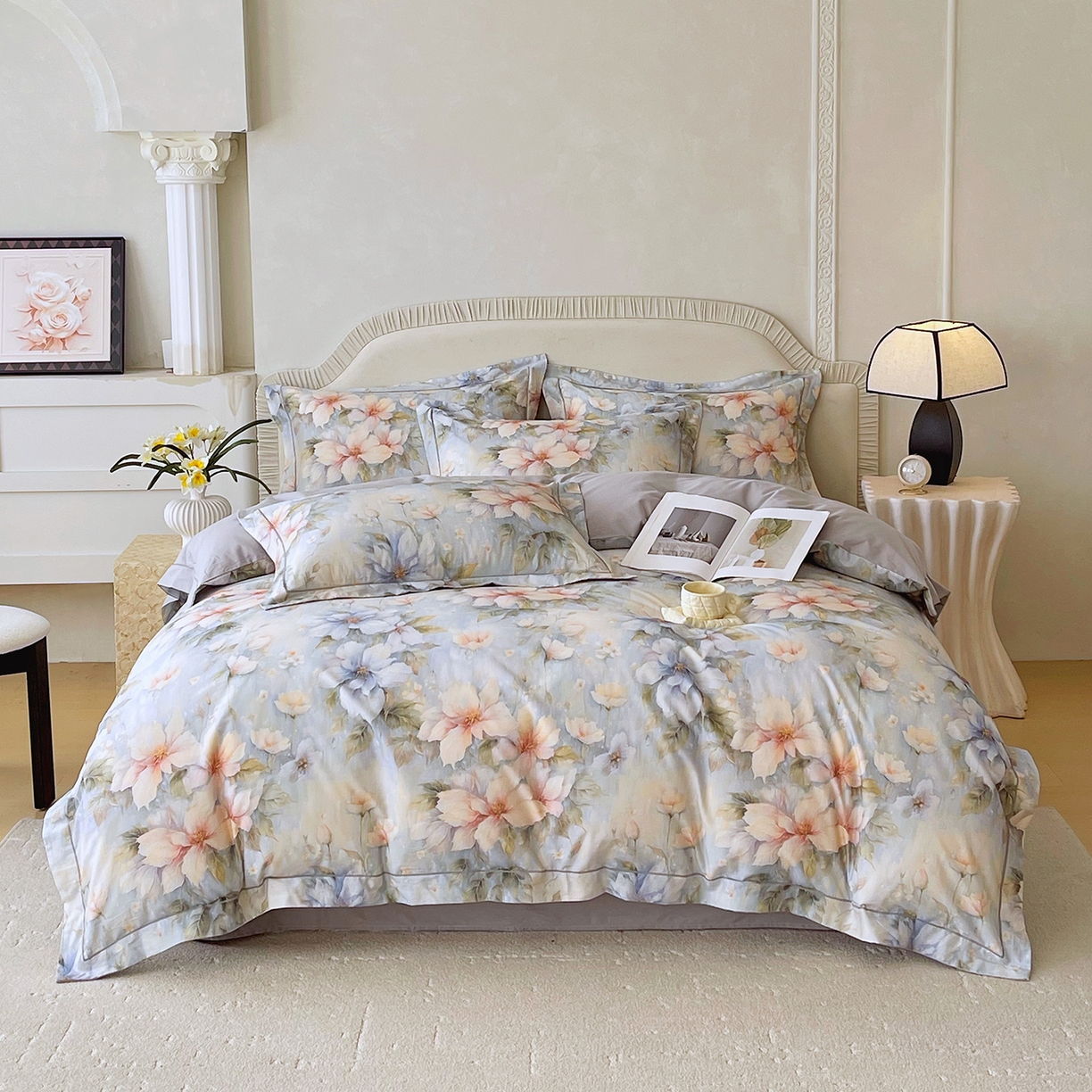 91家纺网 家纺一手货源 找家纺 焱博家纺 2026新款A类加厚全棉13376印花四件套 陌上烟雨