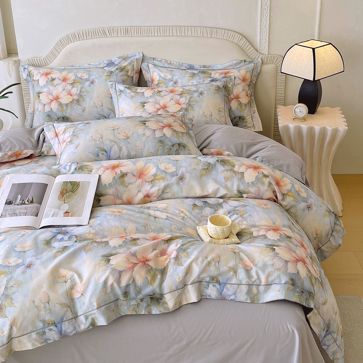 91家纺网 家纺一手货源 找家纺 焱博家纺 2026新款A类加厚全棉13376印花四件套 陌上烟雨