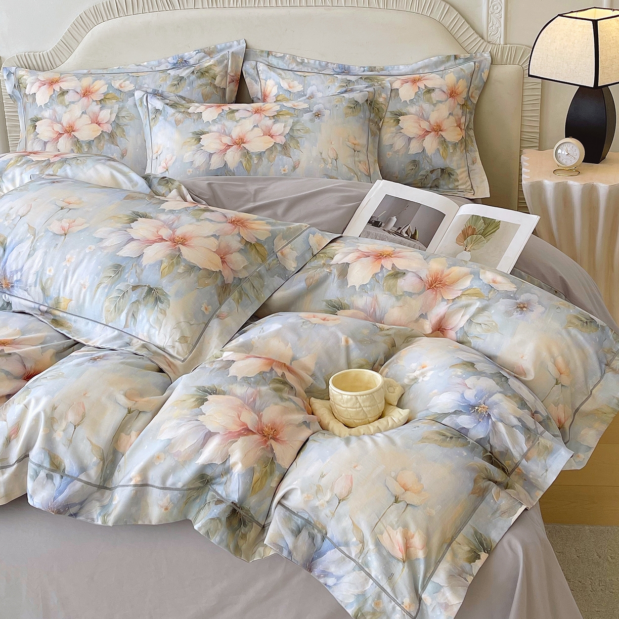 91家纺网 家纺一手货源 找家纺 焱博家纺 2026新款A类加厚全棉13376印花四件套 陌上烟雨