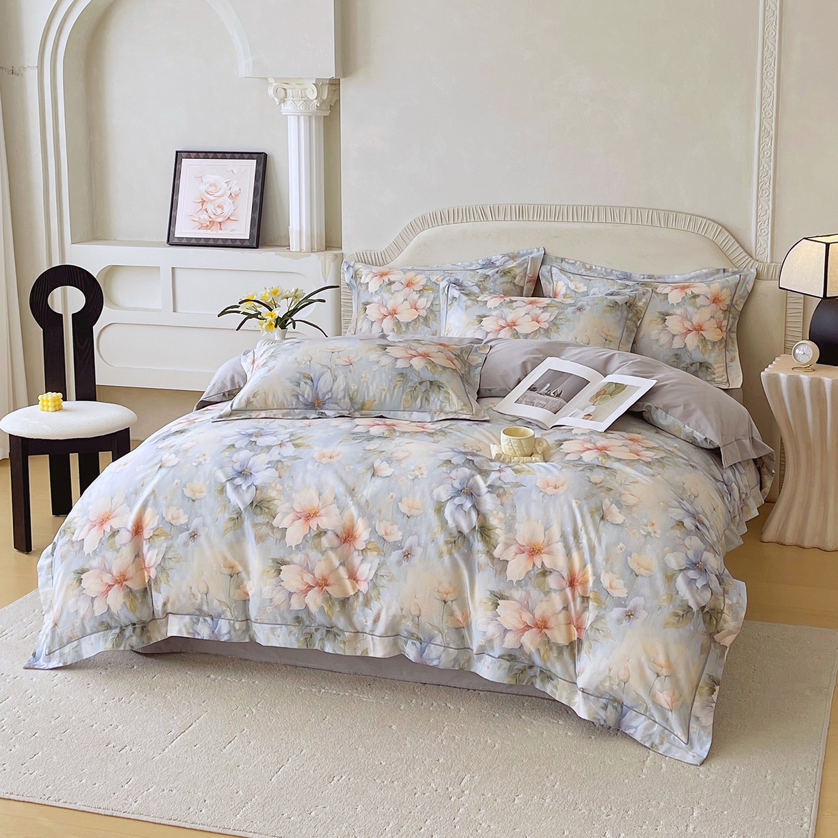 91家纺网 家纺一手货源 找家纺 焱博家纺 2026新款A类加厚全棉13376印花四件套 陌上烟雨