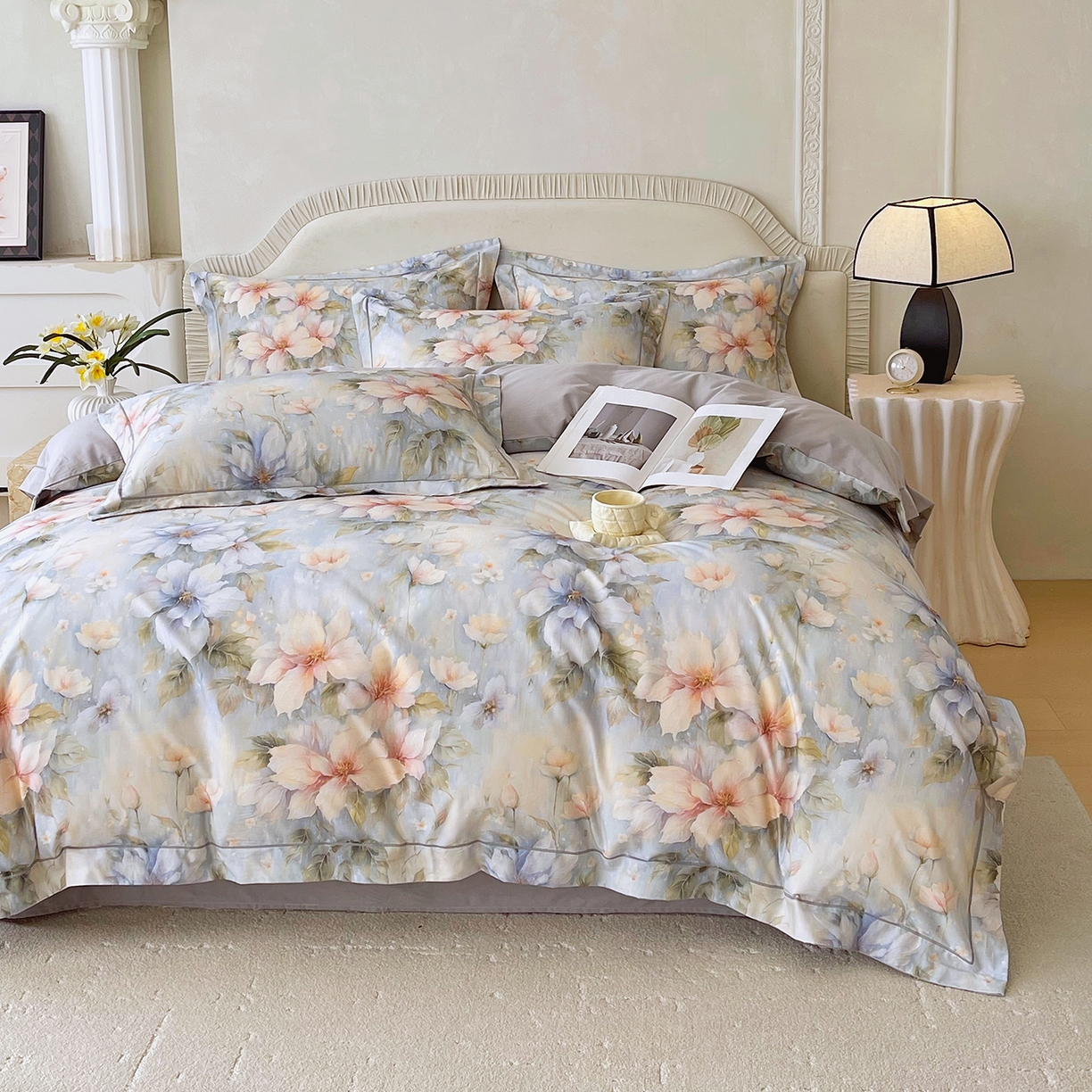 91家纺网 家纺一手货源 找家纺 焱博家纺 2026新款A类加厚全棉13376印花四件套 陌上烟雨