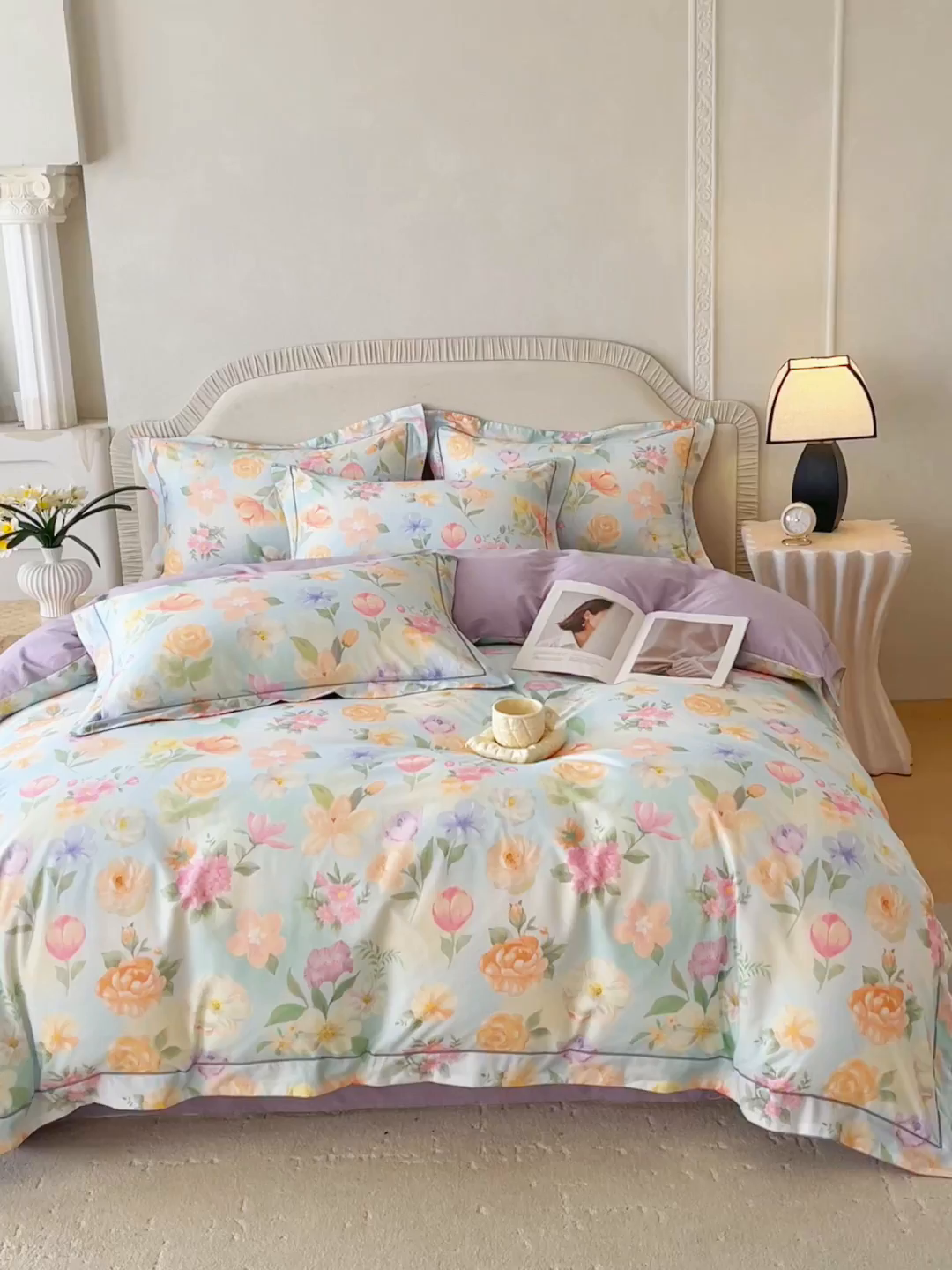 91家纺网 家纺一手货源 找家纺 焱博家纺 2026新款A类加厚全棉13376印花四件套 伊利花园