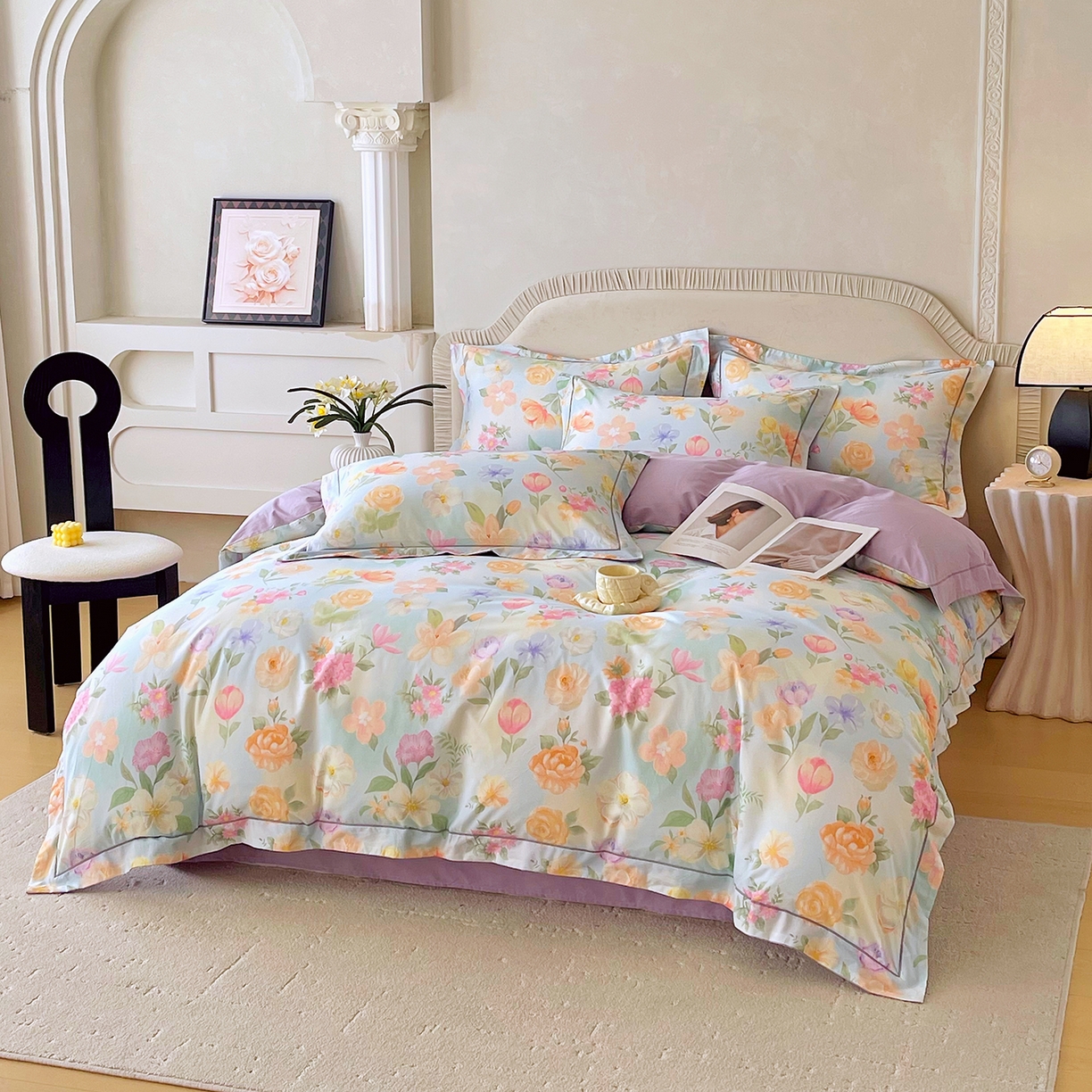 91家纺网 家纺一手货源 找家纺 焱博家纺 2026新款A类加厚全棉13376印花四件套 伊利花园