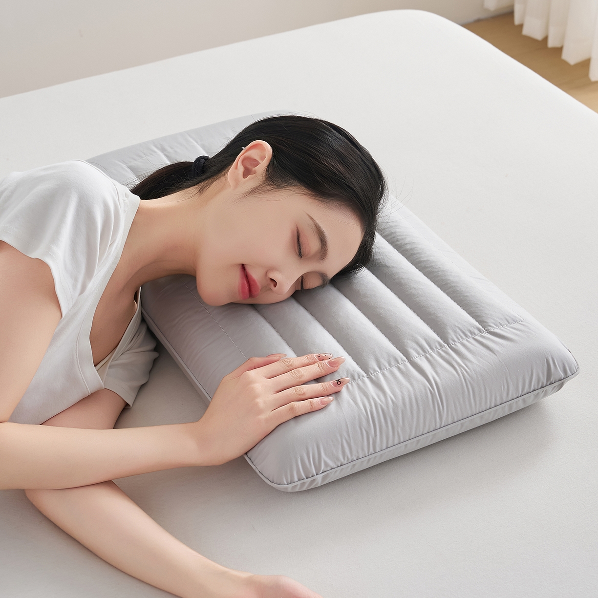 91家纺网 家纺一手货源 找家纺 乐可 2026新款全棉记忆枕荞麦枕零压草本枕枕头枕芯 零压草本枕-灰6cm