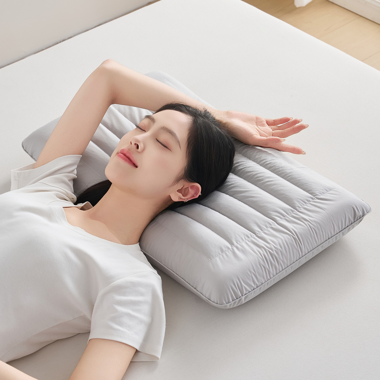 91家纺网 家纺一手货源 找家纺 乐可 2026新款全棉记忆枕荞麦枕零压草本枕枕头枕芯 零压草本枕-灰8cm