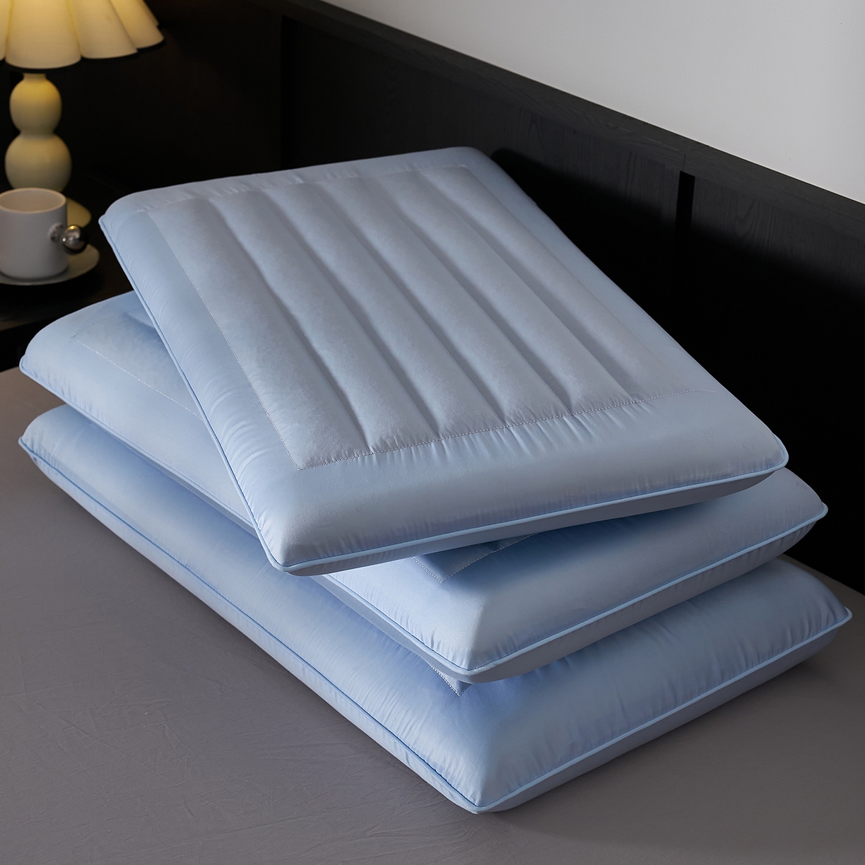 91家纺网 家纺一手货源 找家纺 乐可 2026新款全棉记忆枕荞麦枕零压草本枕枕头枕芯 零压草本枕-蓝8cm