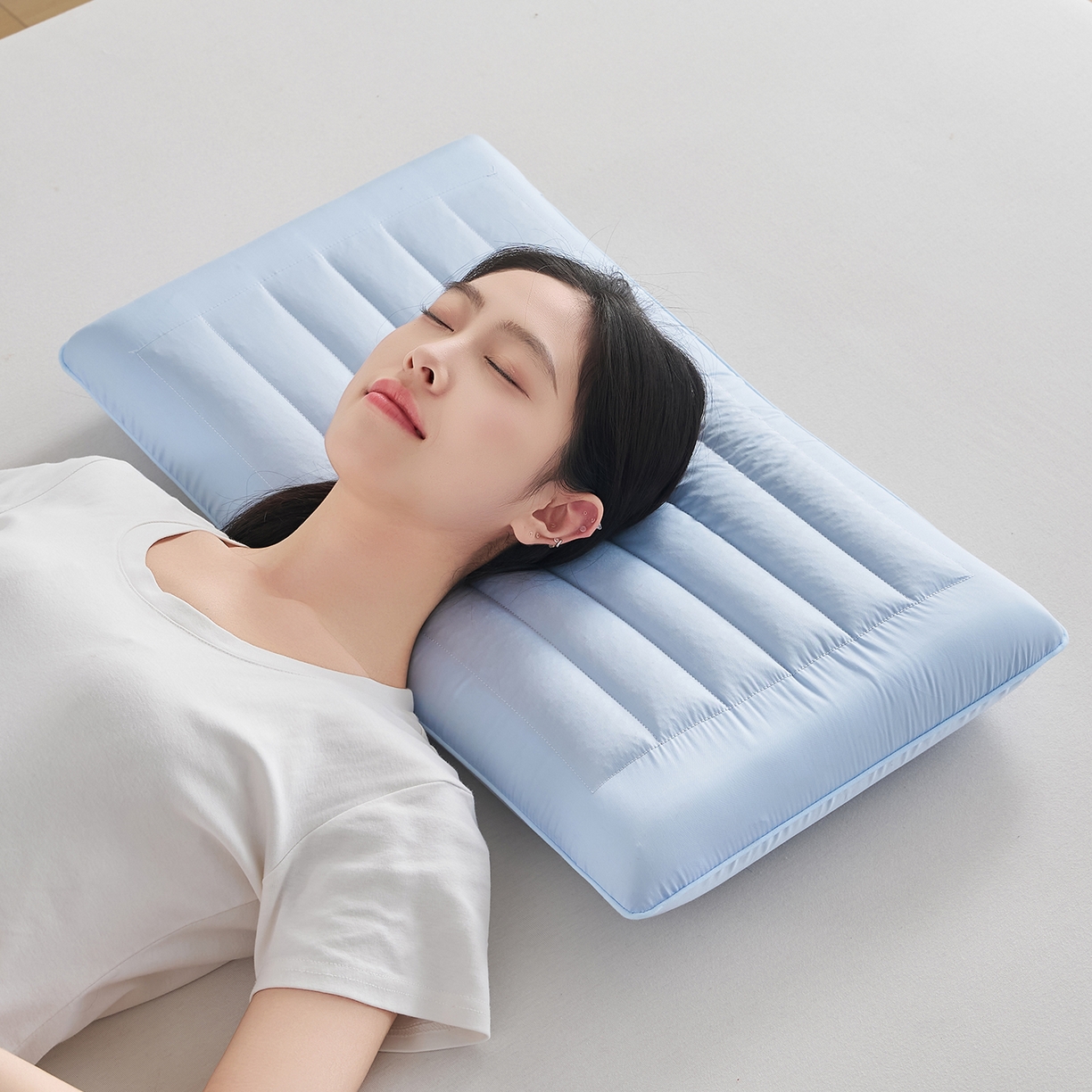 91家纺网 家纺一手货源 找家纺 乐可 2026新款全棉记忆枕荞麦枕零压草本枕枕头枕芯 零压草本枕-蓝8cm