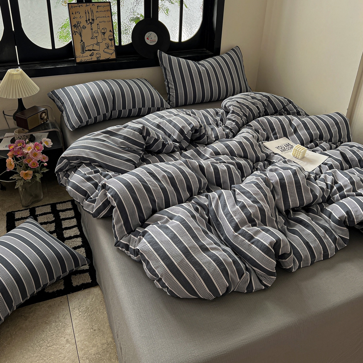 91家纺网 家纺一手货源 找家纺 （总）花伞家居 2026新款中古风双层纱简约格纹系列（提供买家秀）