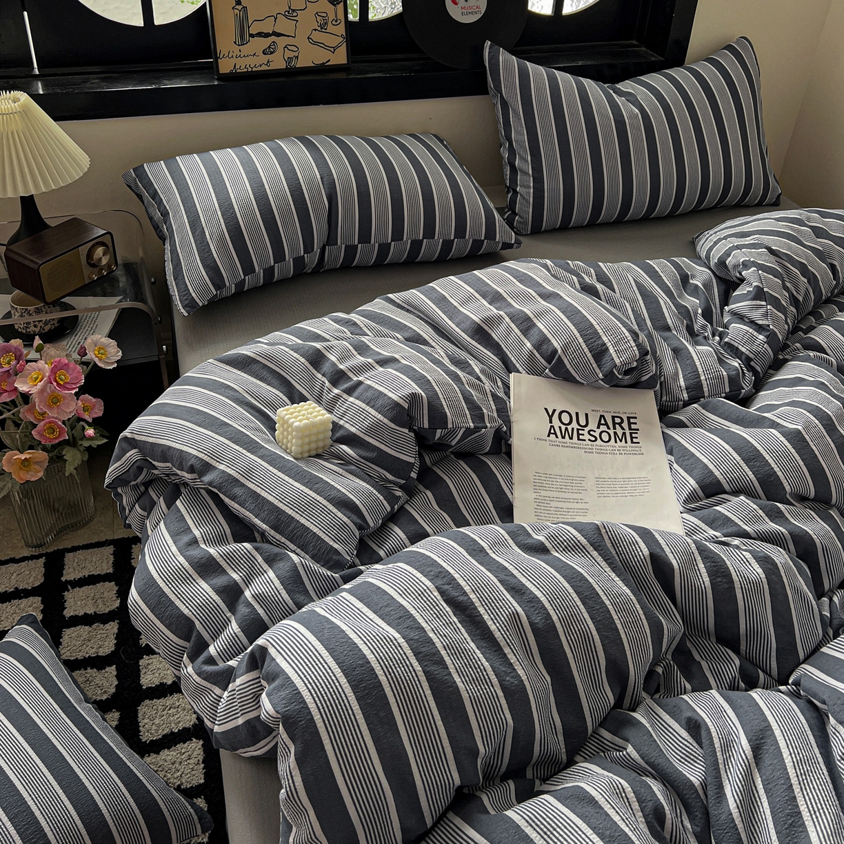 91家纺网 家纺一手货源 找家纺 （总）花伞家居 2026新款中古风双层纱简约格纹系列（提供买家秀）